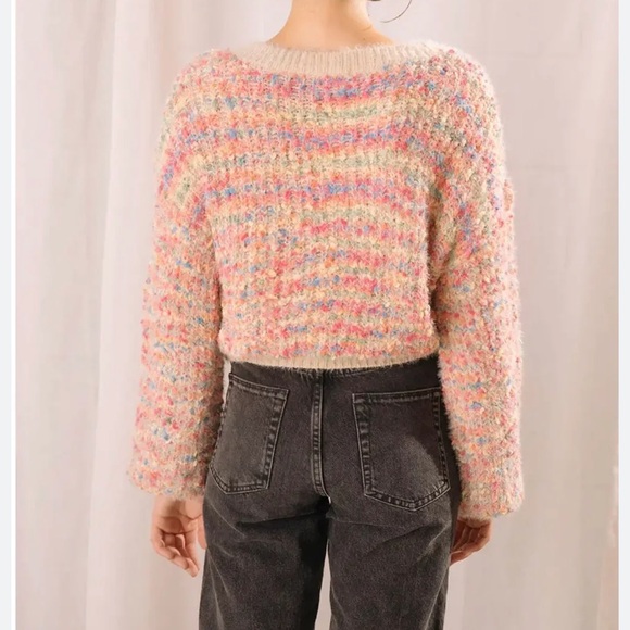 NEW confetti rainbow beige cozy sweater - Picture 3 of 8
